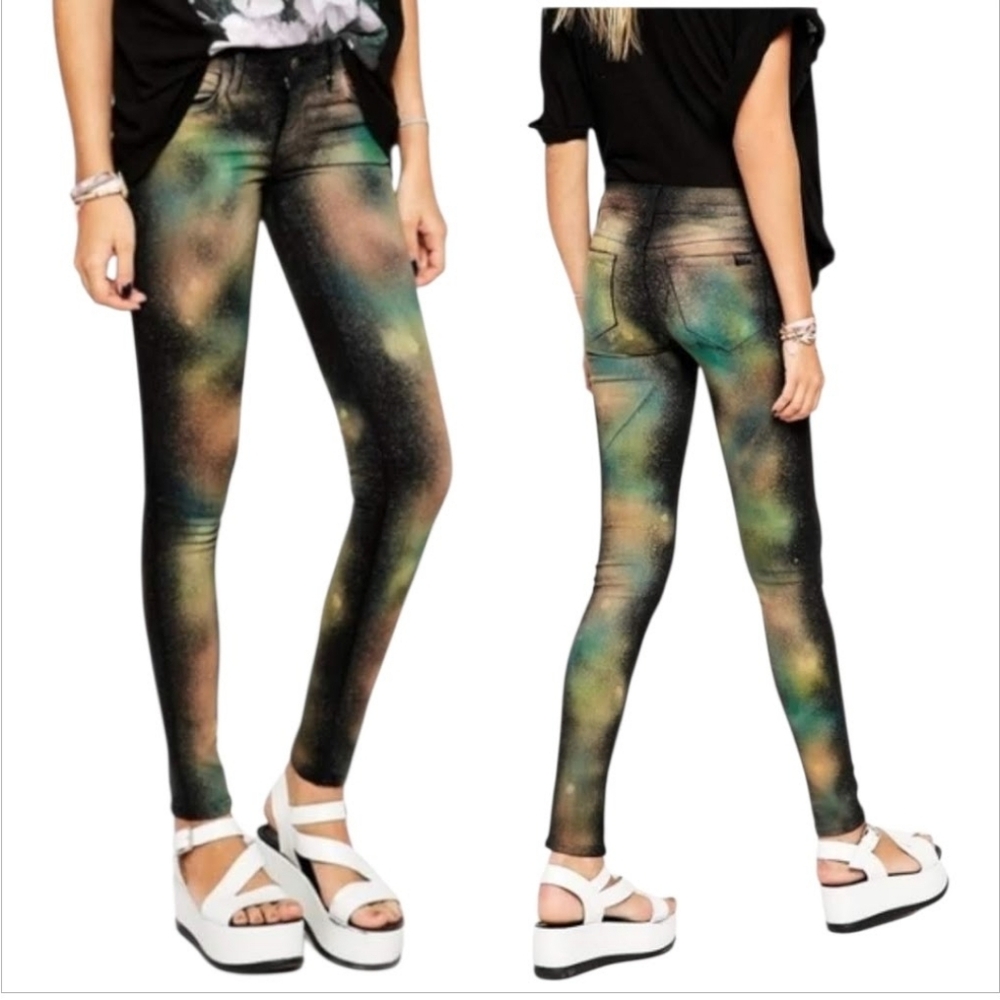 Wildfox Marianne Celestial Magic Skinny Jeans Galaxy Print Cosmic sz 23